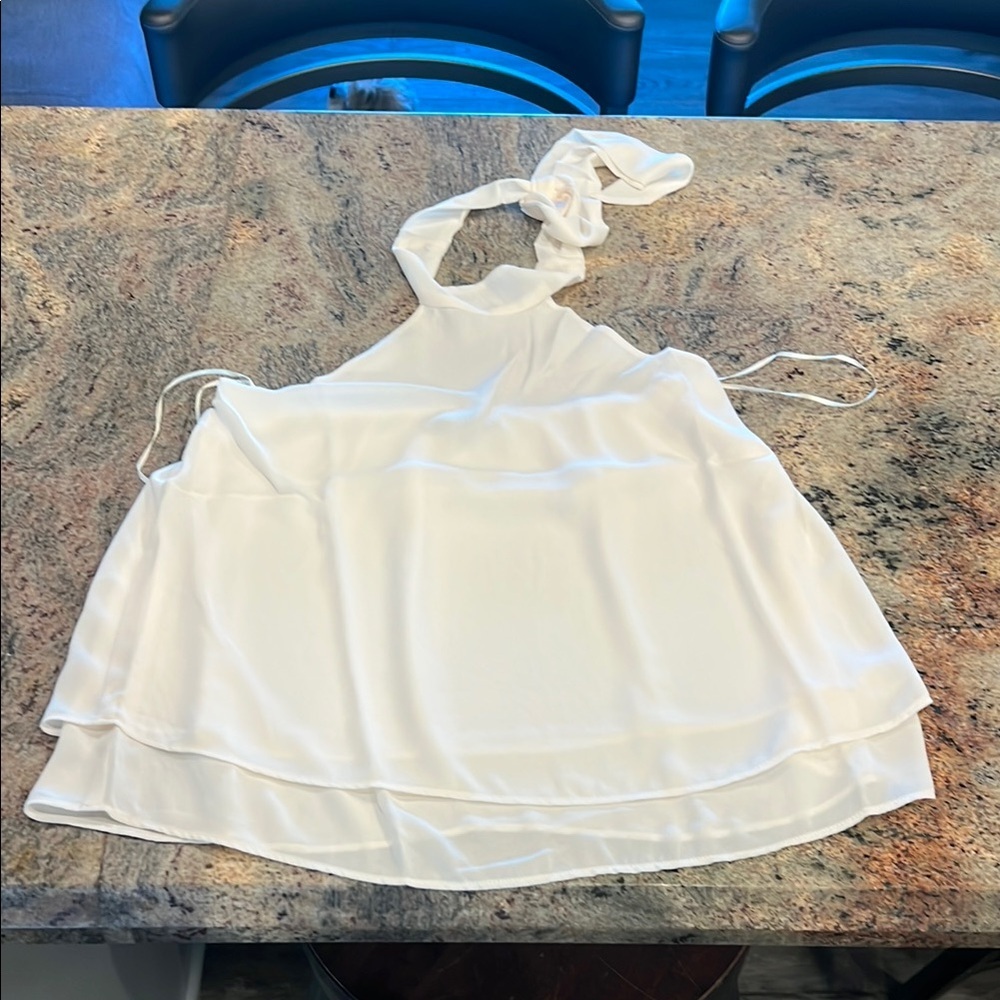 Krisa Elegant White Halter Top NWT